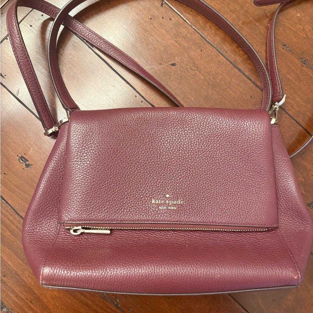 kate spade Leila Pebbled Leather Crossbody/Shoulder Bag in Burgundy